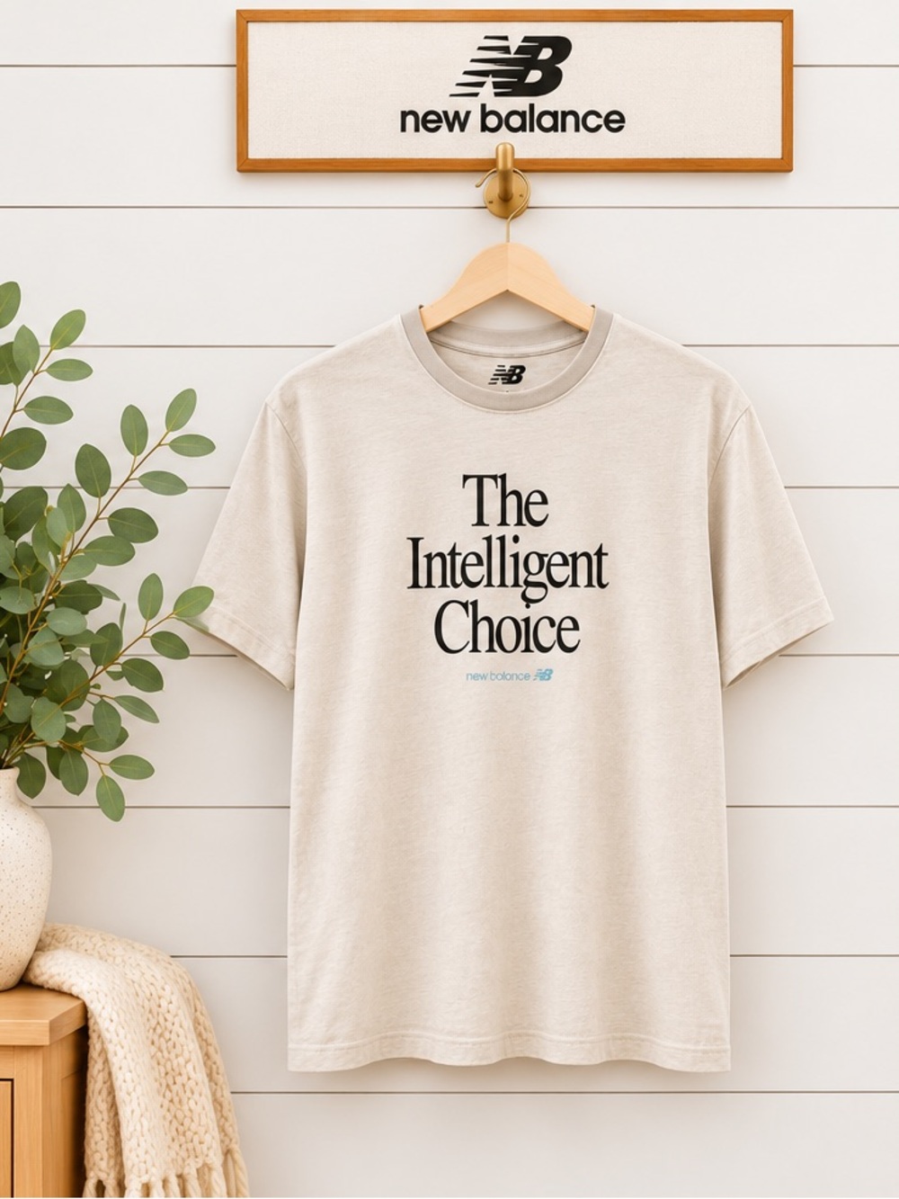 NEW BALANCE “The Intelligent Choice” Cream Graphic Tee Size M